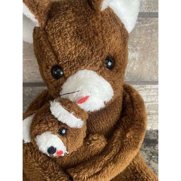 Vintage Brown Mouse Plush Stuffed Animal With Baby Cuddler Arms Felt Red Tongue - Picture 2 of 12